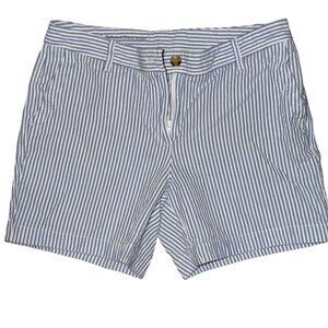 BLUE AND WHITE STRIPE SHORTS